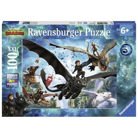 Dragons 3 puzzle 100 pieces xxl - le monde caché - ravensburger - puzzle enfant - des 6 ans