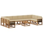 vidaXL Ensemble de canapés d'extérieur 11 Pièces Naturel et Beige