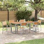 vidaXL Chaises de jardin empilables 6 Pièces Gris Acier et Bois d'acacia massif