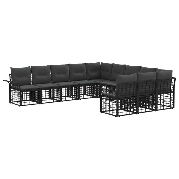 vidaXL Ensemble de canapés d'extérieur 11 Pièces Noir et Gris foncé