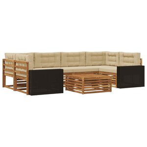 vidaXL Ensemble de canapés d'extérieur 7 pc Naturel et Beige Polyester