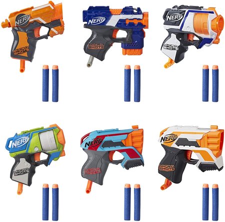 Pack de 6 pistolets élite MicroShots et Flechettes Nerf Elite Officielles multicouleur