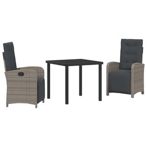 vidaXL Ensemble de salle à manger pour jardin 3 Pièces Gris polyrotin