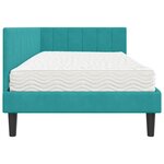 vidaXL Cadre de lit d'angle avec matelas Turquoise 90 x 190 cm Velours