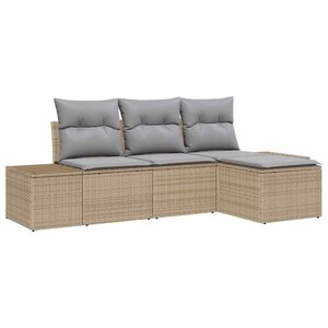 vidaXL Ensemble de canapé de jardin 4 Pièces Beige Poly rotin