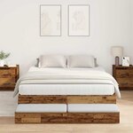vidaXL Cadre de lit avec rangement Bois ancien 236.5 x 150 x 31.5 cm