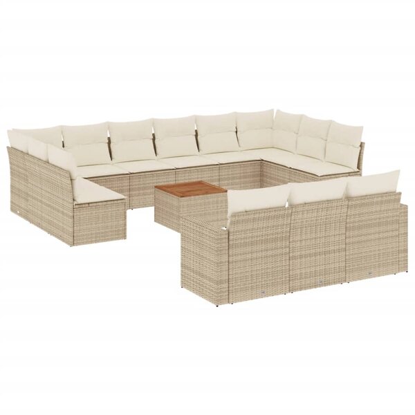 vidaXL Salon de jardin avec coussins 14 Pièces beige résine tressée