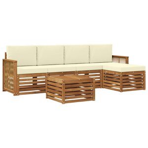 vidaXL Ensemble de canapés d'extérieur 6 pc Naturel et Crème