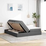 vidaXL Lit avec rangement et matelas Gris foncé 180 x 200 cm Polyester