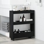 vidaXL Meuble Salle de Bain Étroit Avec Roues Chêne Noir Bois Stratifié