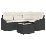 vidaXL Salle à manger de jardin 4 pièces avec coussins en poly rattan brun