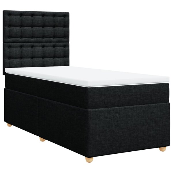 vidaXL Sommier à lattes de lit avec matelas Noir 90x190 cm Tissu