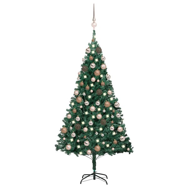 vidaXL Arbre de Noël artificiel pré-éclairé et boules vert 120 cm PVC