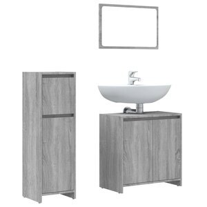 vidaXL Ensemble de meubles de salle de bain 3 Pièces Sonoma gris