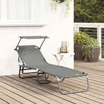 vidaXL Chaise longue pliante Gris 190 x 57 x 81 cm oxford