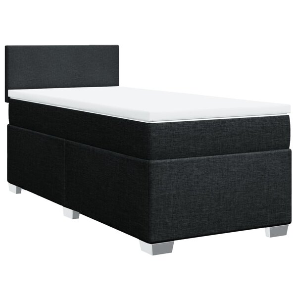 vidaXL Sommier à lattes de lit avec matelas Noir 90x200 cm Tissu