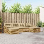 vidaXL Ensembles de canapés 6 Pièces Blanc et Beige Bois d'Acacia Massif