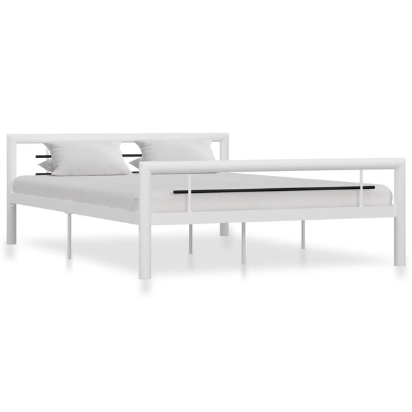 vidaXL Cadre de lit Blanc et noir Métal 140 x 200 cm