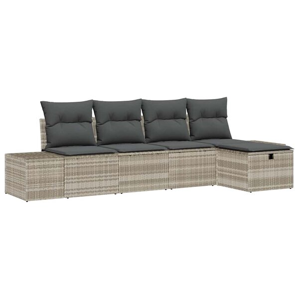 vidaXL Ensemble de canapé de jardin 5 Pièces Gris clair Poly rotin