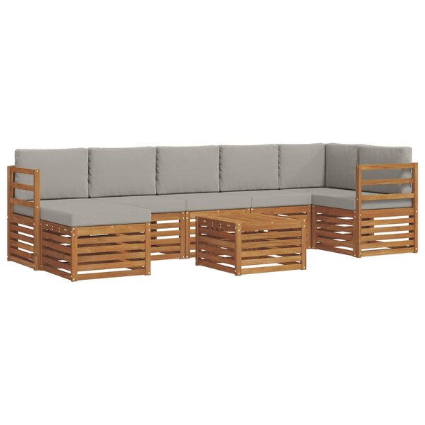 vidaXL Ensemble de canapés d'extérieur 8 Pièces Gris Naturel et Clair