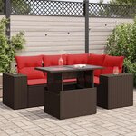 vidaXL Salon de jardin avec coussins 5Pièces marron résine tressée acacia