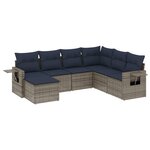 vidaXL Salon de jardin 7 Pièces avec coussins gris résine tressée