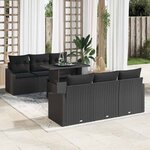 vidaXL Ensemble de canapé de jardin 7 Pièces Noir Poly rotin