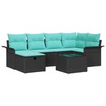 vidaXL Ensemble de canapé de jardin avec coussin 7 Pièces Noir Poly rotin