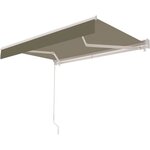 Store banne motorisé semi coffre 2,90 x 2,5m en aluminium, structure blanche , toile taupe BEAURIVAGE