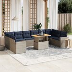 vidaXL Salon de jardin 11 Pièces avec coussins gris résine tressée