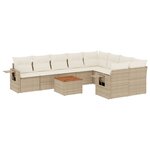 vidaXL Salon de jardin avec coussins 10 Pièces beige résine tressée