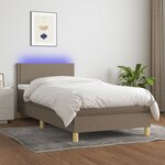 vidaXL Sommier à lattes de lit avec matelas LED Taupe 90x200 cm Tissu