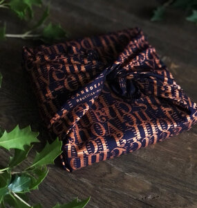 Papier cadeau réutilisable - Le Cigale et La Fourmi (bleu nuit) 35x35cm Furoshiki Mat 100  Coton