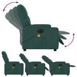 vidaXL Fauteuil de massage inclinable électrique Vert foncé Tissu