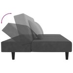 vidaXL Canapé-lit à 2 places avec deux oreillers Gris foncé Velours