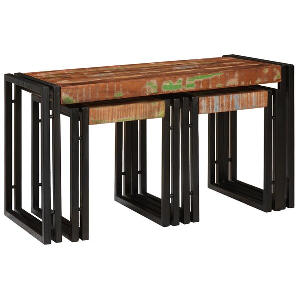 vidaXL Set de 3 tables gigognes en bois massif recyclé