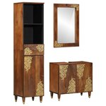 vidaXL Set de meubles de salle de bain 3 Pièces Marron 62 x 33 x 58 cm