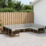 vidaXL Ensemble de canapés d'extérieur 9 pc Naturel et gris clair
