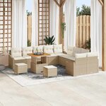vidaXL Ensemble de canapé de jardin 13 Pièces Beige Poly rotin