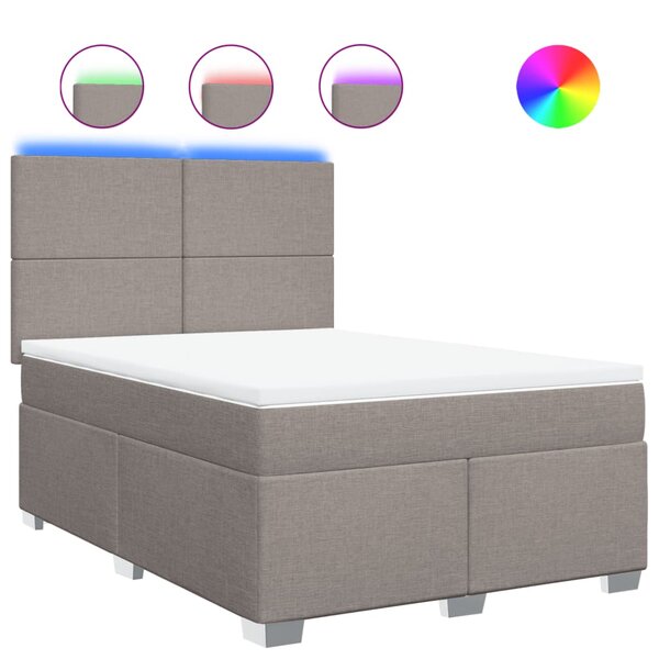 vidaXL Sommier à lattes de lit avec matelas Taupe 140x190 cm Tissu