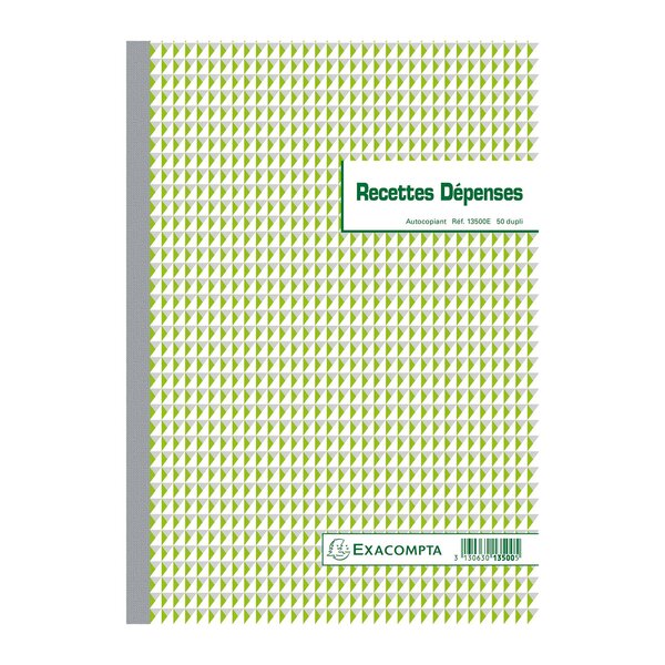 Manifold Recettes Dépenses 29 7x21cm 50 Feuillets Dupli Autocopiants - Motif - X 5 - Exacompta