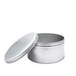 Boîte ronde alimentaire en fer blanc verni  diamètre 14 cm hauteur 7 cm
