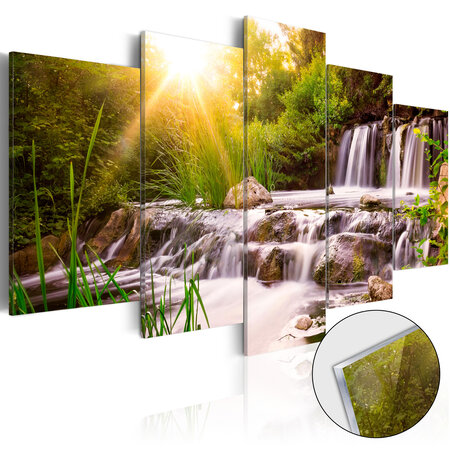 Tableau sur verre acrylique - forest waterfall [glass] l x h en cm 200x100