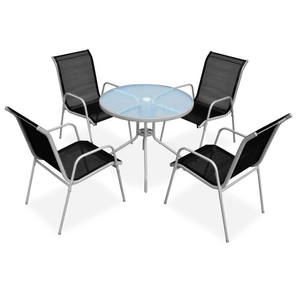 vidaXL Ensemble à manger d'extérieur 5 Pièces Acier Noir