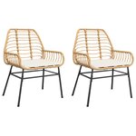 vidaXL Chaises de jardin lot de 2 et coussins marron rotin