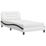 vidaXL Lit avec matelas Hvar blanc et noir 100x200 cm similicuir