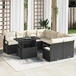 vidaXL Ensemble de canapé de jardin 9 Pièces Noir Poly rotin