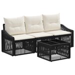 vidaXL Ensemble de canapé de jardin 4 Pièces Noir polyrotin