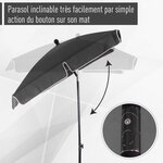 Parasol rectangulaire inclinable alu acier polyester haute densité diamètre 2 m gris