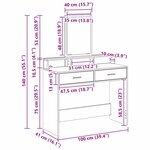 vidaXL Coiffeuse Chêne noir 100 x 41 x 140 cm Bois d'ingénierie